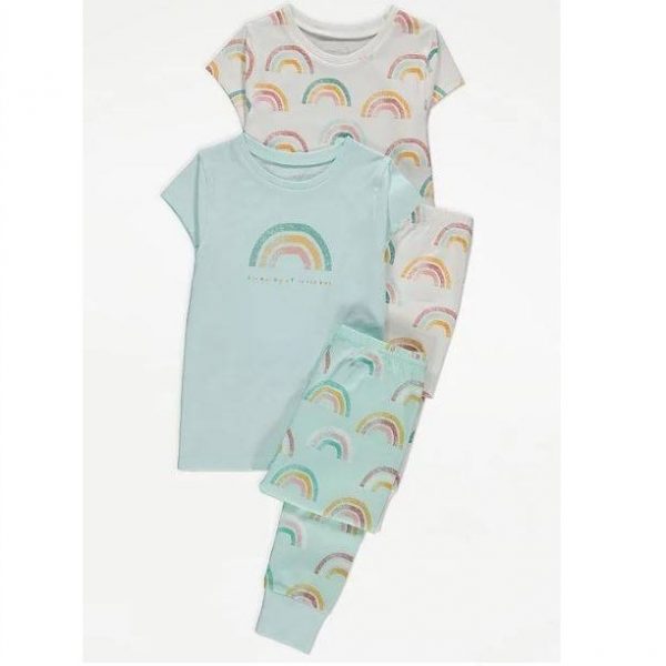 Rainbow Print Pyjamas 2 Pack