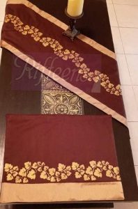 Brown & Golden Leaf Screen Printed Runner