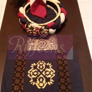 Navy blue Mat With Screen Printed Motif & Screen Printed patchwork