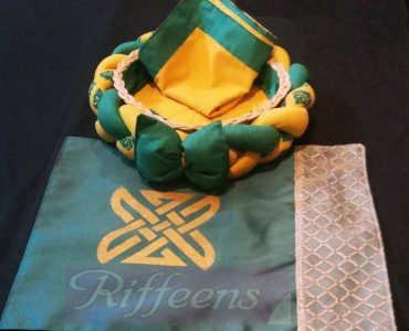 Dark Seagreen Mat With Screen Printed Motif & Lace Border