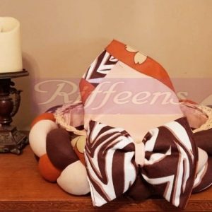 Off white & Brown With Printed Bow Basket