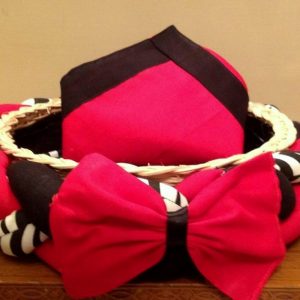 Black & White Basket With Red Bow