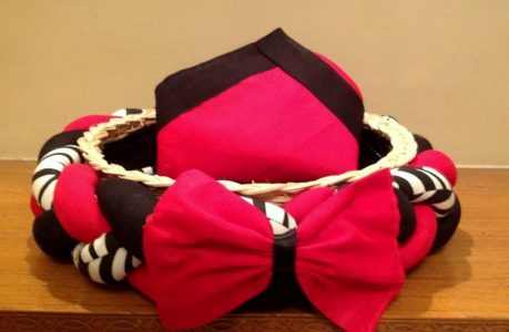 Black & White Basket With Red Bow