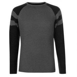 Ribbed Crew Knit jumper - Grey
