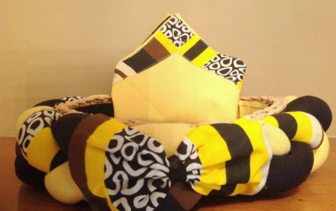 Printed Yellow & Brown Basket
