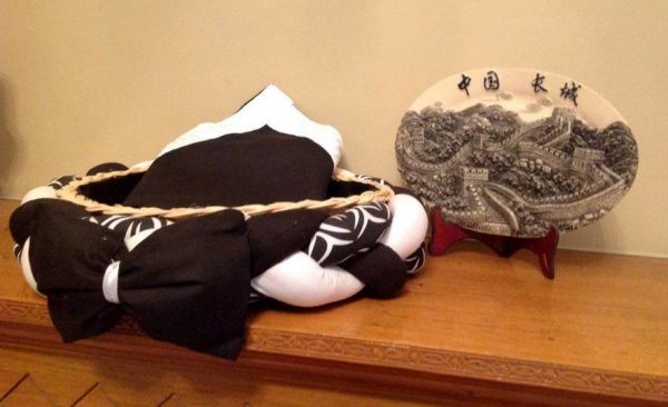 Black & White Basket With Black Bow