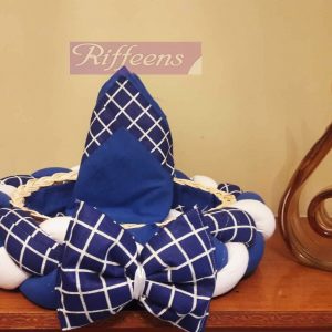 Navy Blue & White Checked Basket
