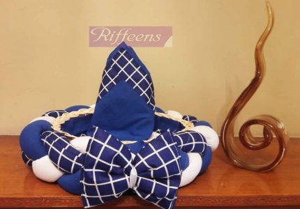 Navy Blue & White Checked Basket