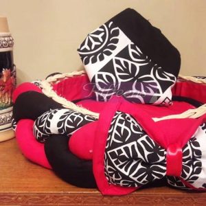 Red & Black With Printed Bow Basket