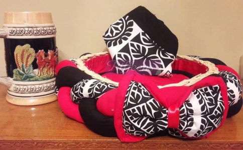 Red & Black With Printed Bow Basket