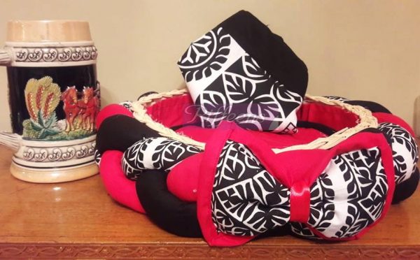 Red & Black With Printed Bow Basket