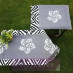 Silver Grey Screen Printed Runner With Border