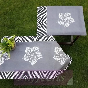 Silver Grey Screen Printed Mat With Border