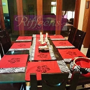 Red & Black Screen Printed Runner With Border