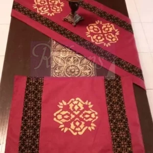 Maroon Runner With Screen Printed motif & Screen Printed patchwork