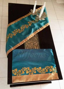 Teal & Golden Leaf Screen Printed Runner