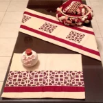 Off white & Maroon Boxes Screen Printed mat
