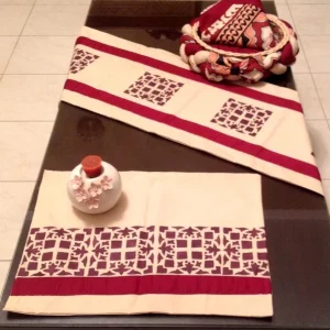 Off white & Maroon Boxes Screen Printed mat