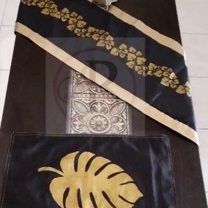 Black & Golden Palm Leaf Screen Printed Mat