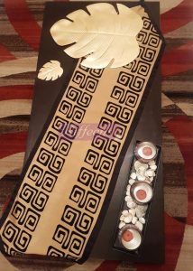 Golden & Black Emboss Printed Runner