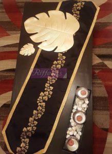 Black With Golden Leaf Screen Printing Runner