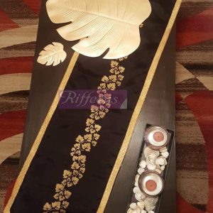 Black With Golden Leaf Screen Printing Runner