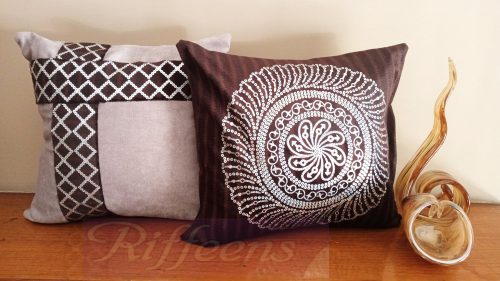 embroidered motif cover with patch work