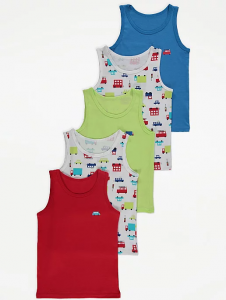 Car Print Vest Tops 5 Pack