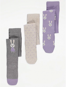 Bunny Rabbit Print Knitted Tights 3 Pack