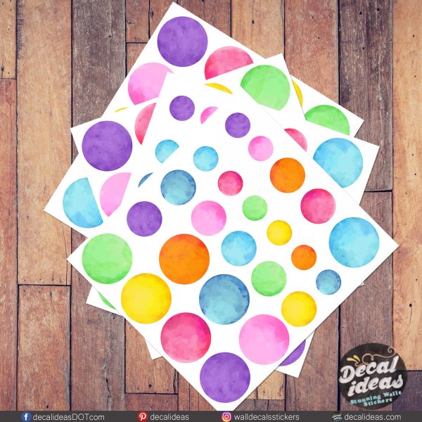watercolor Rainbow dot stickers
