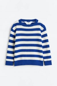 rib knit jumper - blue striped
