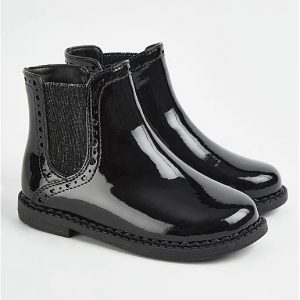 Black Patent Zip Up Chelsea Boots