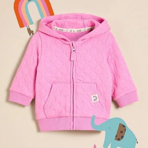 Little Angels Pink Oval Quilted Zip Up Hoodie
