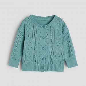 pointelle knit cardigan