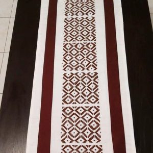 Off white & Chocolate Brown Screen Printed Runner