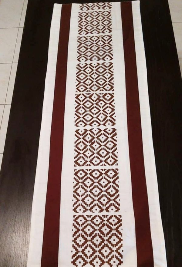 Off white & Chocolate Brown Screen Printed Runner