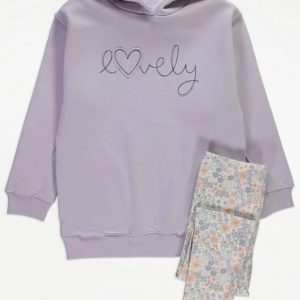 Lilac Floral Lovely Hoodie and Tights Outfit