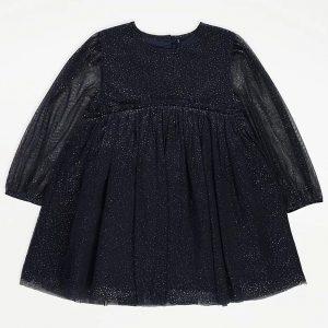 Navy Sparkle Mesh Dress