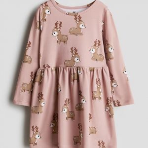 Printed Cotton Dress - Dusty Pink