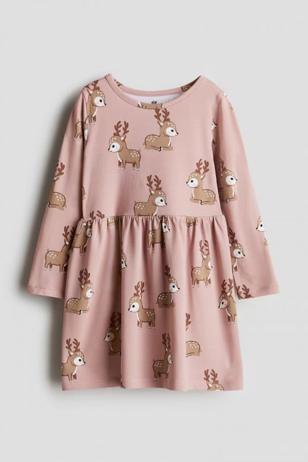 Printed Cotton Dress - Dusty Pink