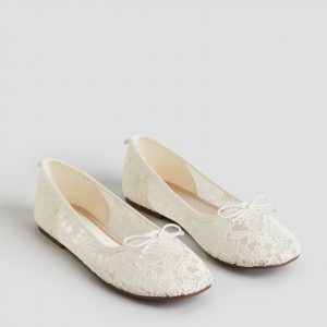 White Lace Ballet Pumps