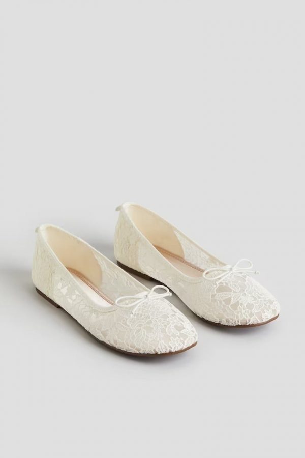 White Lace Ballet Pumps