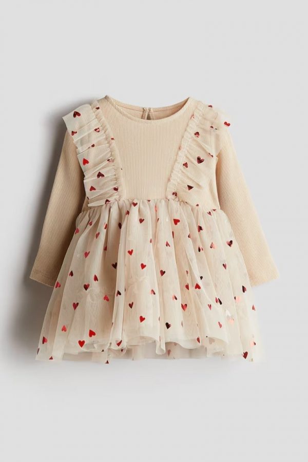 Tulle-Skirt Jersey Dress