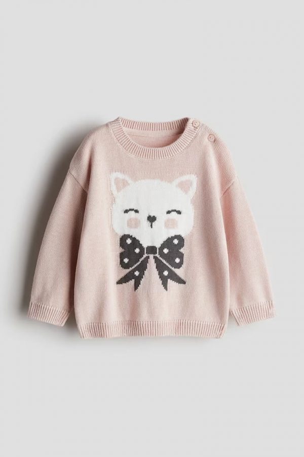 Jacquard-Knit Jumper - Light Pink