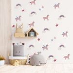 Unicorn Rainbow & Stars Wall Stickers Set