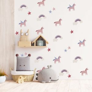 Unicorn Rainbow & Stars Wall Stickers Set