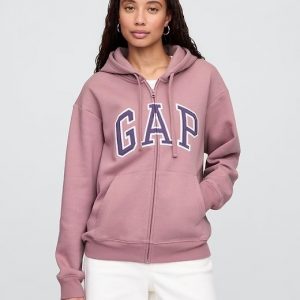 Relaxed Gap Logo Zip Hoodie - Purple Mauve