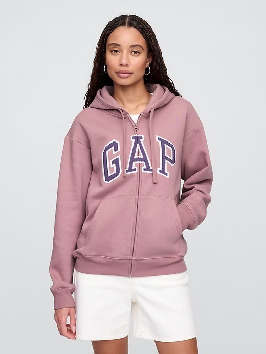 Relaxed Gap Logo Zip Hoodie - Purple Mauve