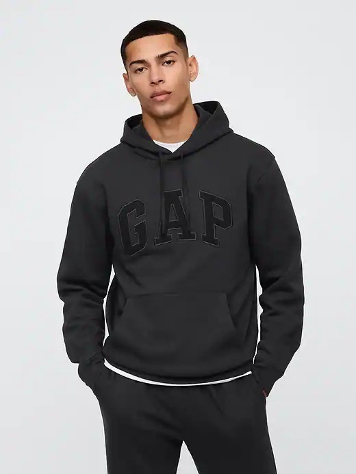 Relaxed Gap Logo Hoodie - Black