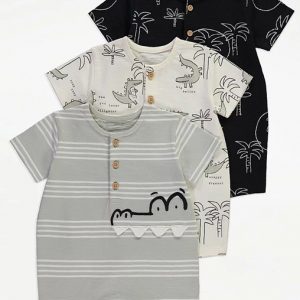 Crocodile Palm Tree Rompers 3 Pack